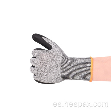 Guantes mecánicos resistentes a cortes de nitrilo arenoso hespax nylon